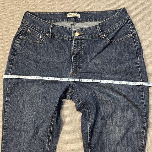 Riders By Lee Womens Blue Denim No Gap Waist Bootcut Jeans Mid Rise Size 18P - Picture 8 of 12